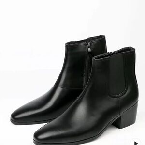 Black Leather Men's Ankle Boots
